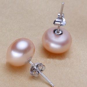 925 Freshwater 8mm Pink Pearl Stud  Sterling Silver Earrings